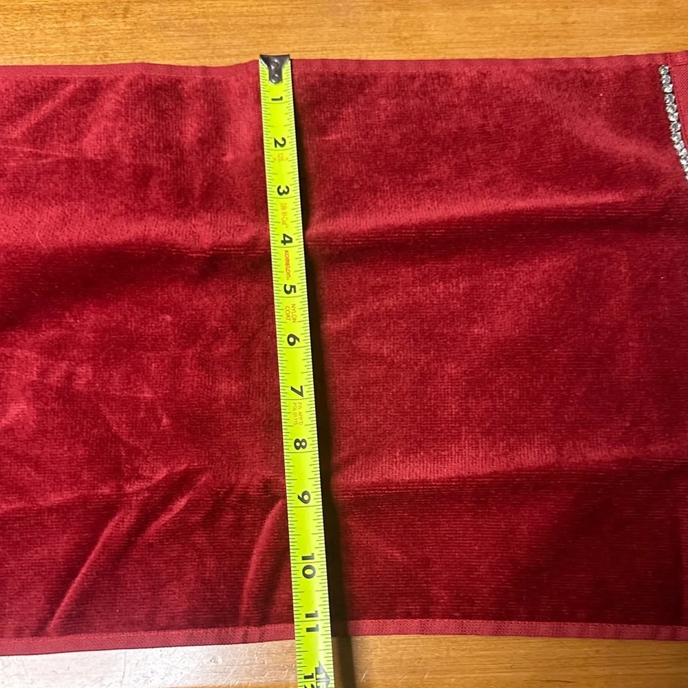 Elegant Burgundy Turkish Cotton Towel Set with Rhinestone Trim NWOT